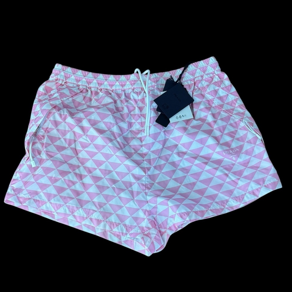 PRADA*****Men’s Pink + White Swim Shorts***Size 46 $1095 NWT